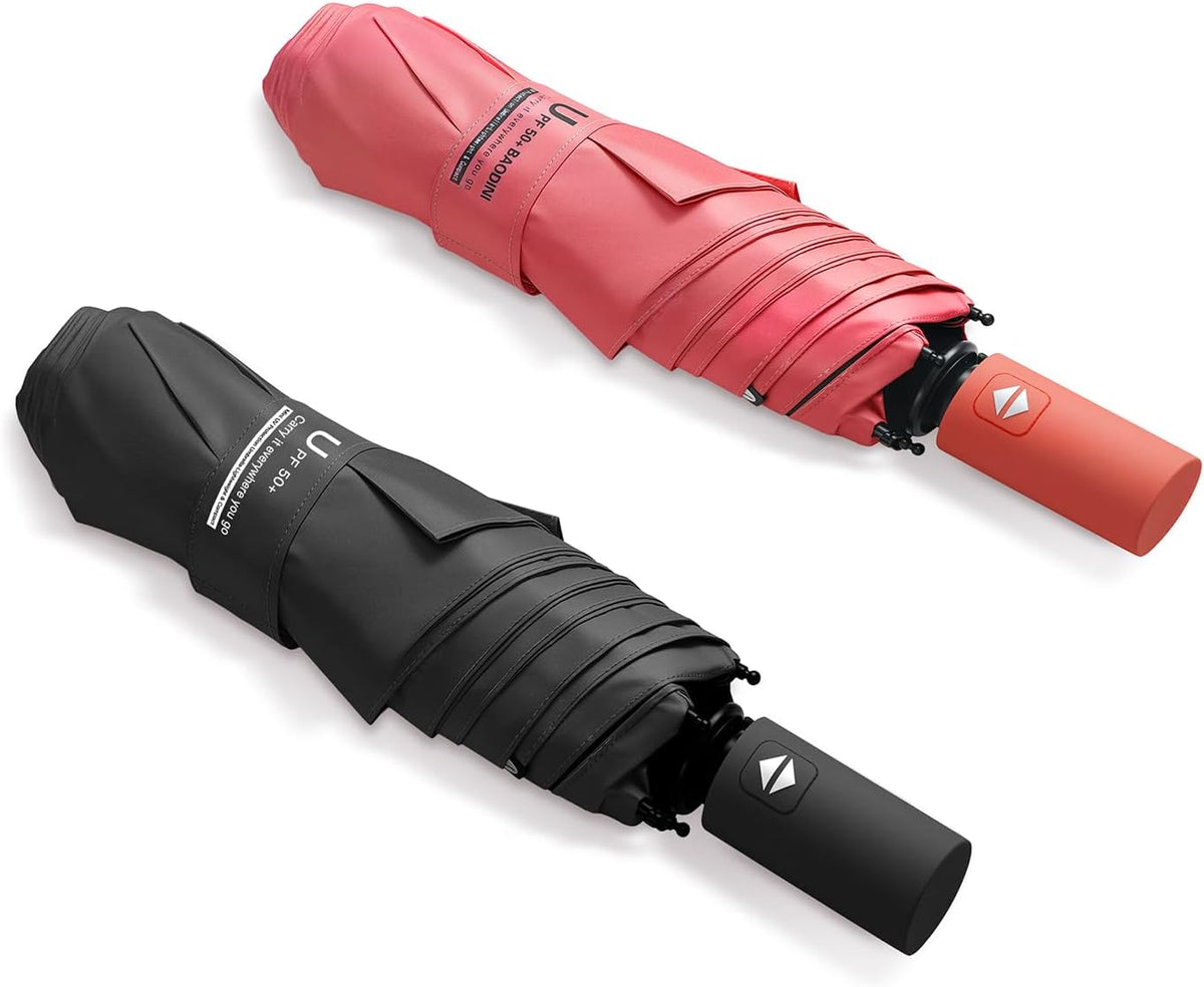 BAODINI Small UV Protection Travel Umbrella Compact for Rain and Sun UPF 50+ 41 inch Portable Umbrella for Women and Men