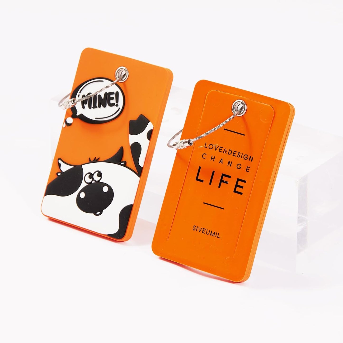 2PCS 2303 Bright Silicone Luggage tag (Orange)