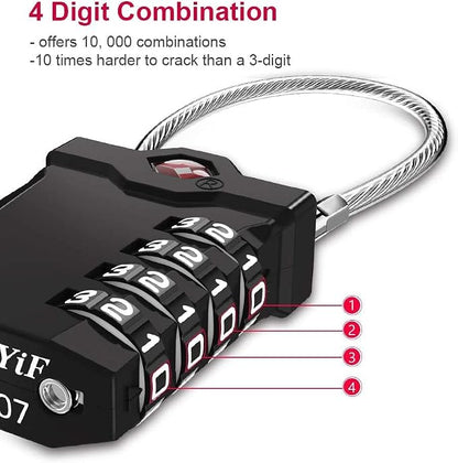 ZHEGE TSA Luggage Locks, Travel Locks TSA Approved, 4 Digit Cable Luggage Lock - Image 3