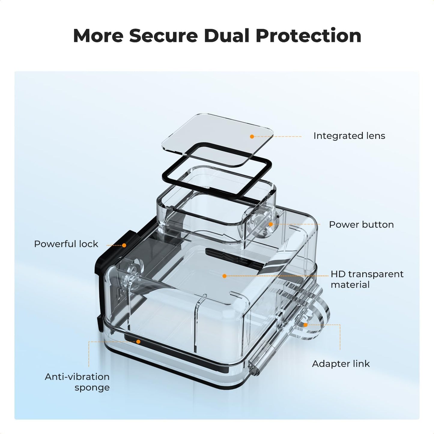 K&F Concept 60M/196FT Waterproof Case for GoPro Hero 13 Black, Protective Underwater Diving Housing for Go Pro 12/11/10/9 Black Accessories,Waterproof Action Camera Shell