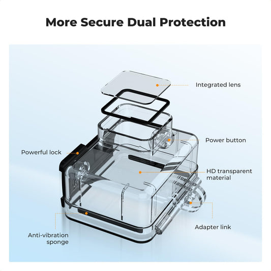 K&F Concept 60M/196FT Waterproof Case for GoPro Hero 13 Black, Protective Underwater Diving Housing for Go Pro 12/11/10/9 Black Accessories,Waterproof Action Camera Shell