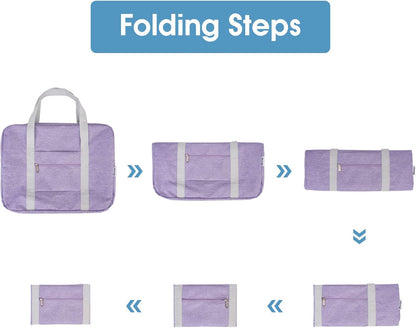 For Spirit Airlines Personal Item Bag 18x14x8 Foldable Travel Duffel Bag Tote Duffle Carry on Luggage for Women 30L (Purple (With Shoulder Strap))