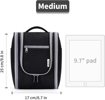 Narwey Small Hanging Travel Toiletry Bag Cosmetic Make Up Organizer for Women and Men (Medium, Black)