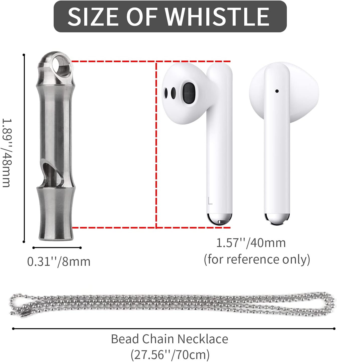Emergency Whistle,Titanium Whistle EDC Safety Whistle for Outdoor Camping,Loud Survival Whistles Loud up to 120db