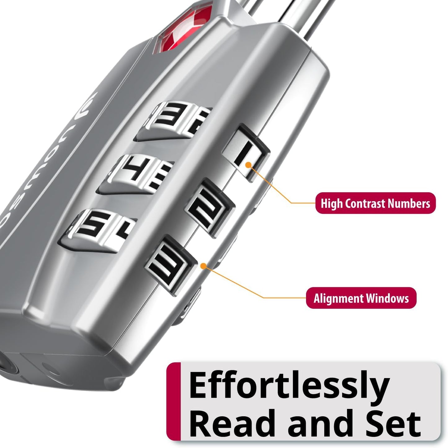 Fosmon TSA Approved Locks for Luggage. Suitcase Locks with Open Alert Indicator, 3 Digit Combination Padlock with Alloy Body for Travel, Backpack Zipper Anti Theft, Locker, Gym- Silver 2 Pack