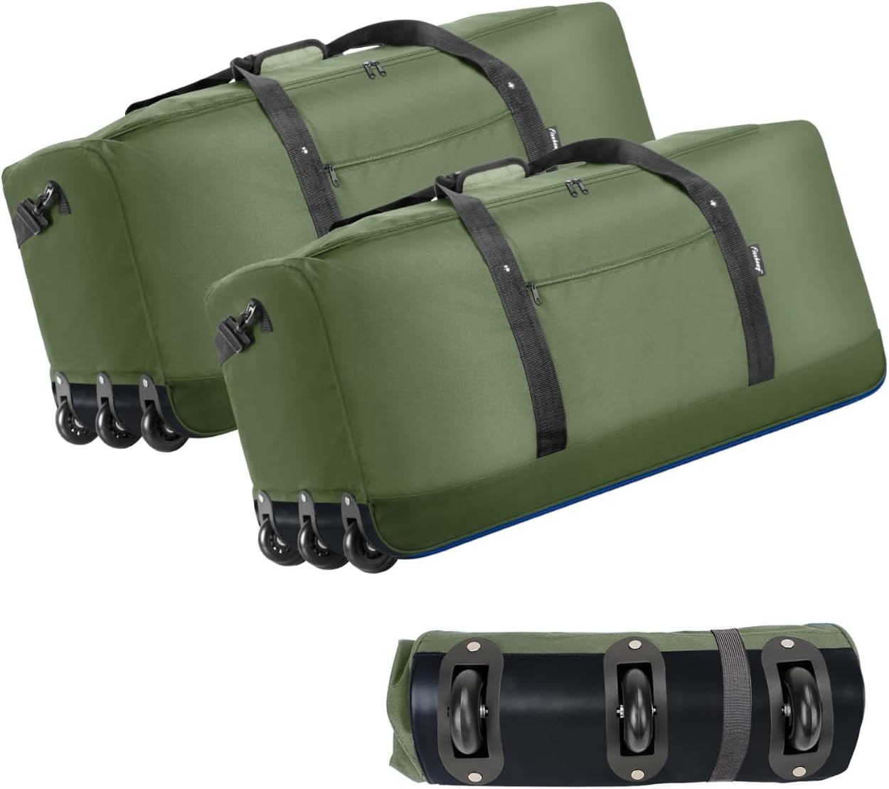 Finnhomy 120L Foldable Rolling Duffel Bag with 3 Wheels, Light Weight Travel Duffel bag with Large Loading Capacity, 32 inch Rolling Duffel bag with Shoulder Strap for Travel Camping Sports