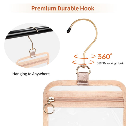 CUBETASTIC Toiletry Bag for Women, Clear Hanging Travel Toiletries Bag, Portable Makeup Bag Transparent Cosmetic Case with Handle, Traveling Make Up Organizer