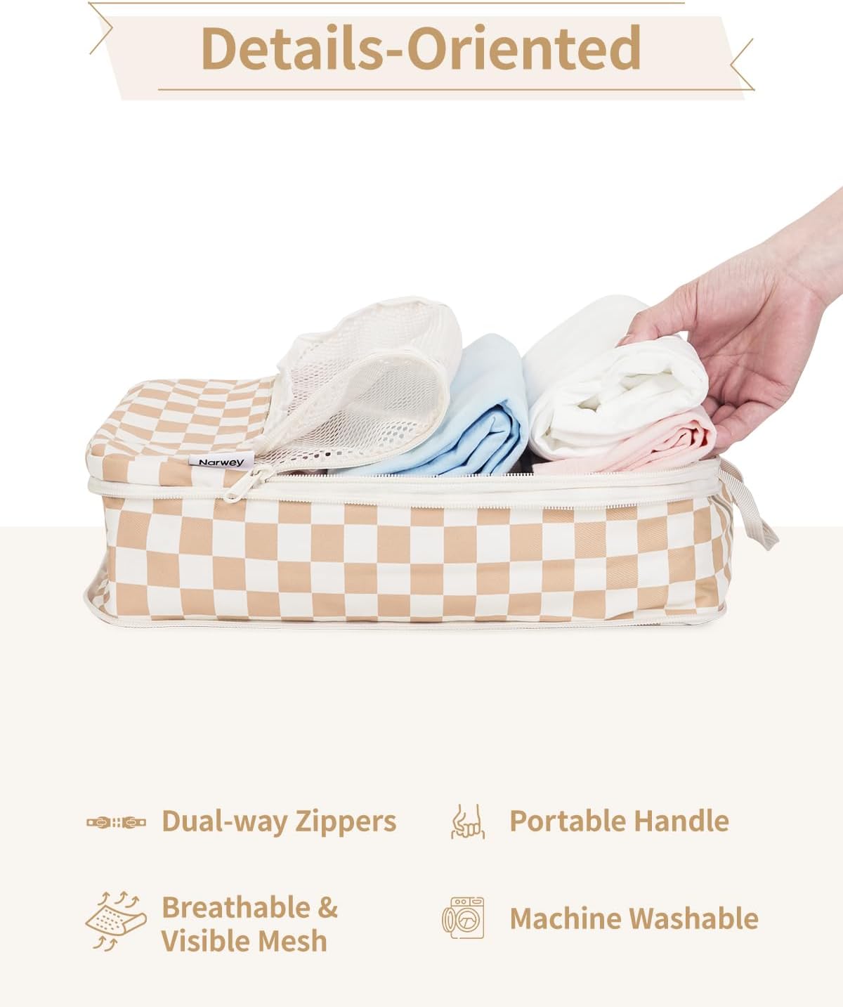 Narwey 6 Set Compression Packing Cubes for Travel Kids Women Carry on, Packing Organizers Bag for Backpack Luggage Suitcase Duffle Bags