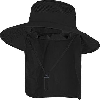 Sun Hats for Men Women Fishing Hat UPF 50+ Breathable Wide Brim Bucket Hats Summer UV Protection Safari Hat with Neck Flap