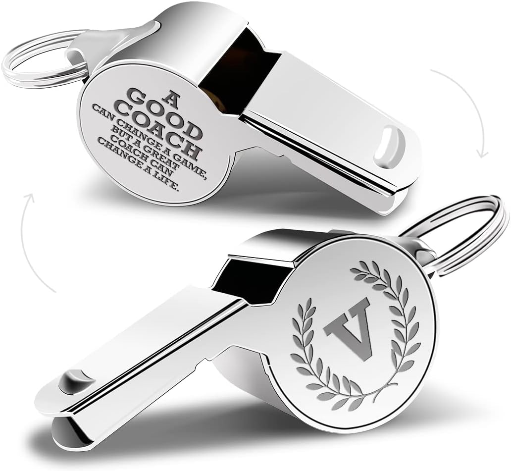 Letters Coach Gifts, Whistle for Coaches, Whistle Emergency, Thank You Coach Gifts, Coaches Whistle with Lanyard Cheer Coach Gift for Men Women Teachers Referees School Sports Coach Outdoor, Letter V