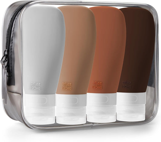 INSFIT Portable Travel Bottles, TSA Approved Leak Proof Containers for Toiletries, BPA Free Refillable Accessories for Shampoo, Body Wash, Liquids (4 Pack)