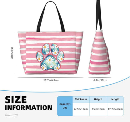 Beach Bag for Women Beach Tote Bag Waterproof Sandproof Large Bags with Zipper Big Capacity for Vacation Travel