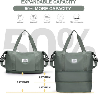 Travel Duffel Bag, Sports Tote Gym Bag, Shoulder Weekender Overnight Bag for Women