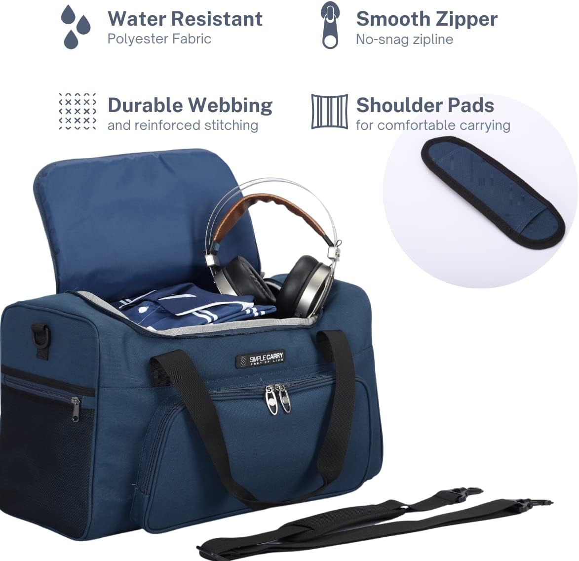 Large Sports Duffel Bag 20 inch for Travel Gym as Shoulder Bag and Hand Carry – Blue