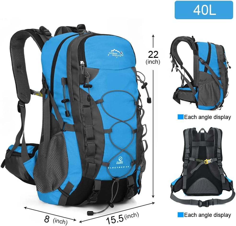 INOXTO lightweight Hiking Backpack 35L/40L Hiking Daypack with Waterproof Rain Cover for Travel Camping Outdoor Men and Women