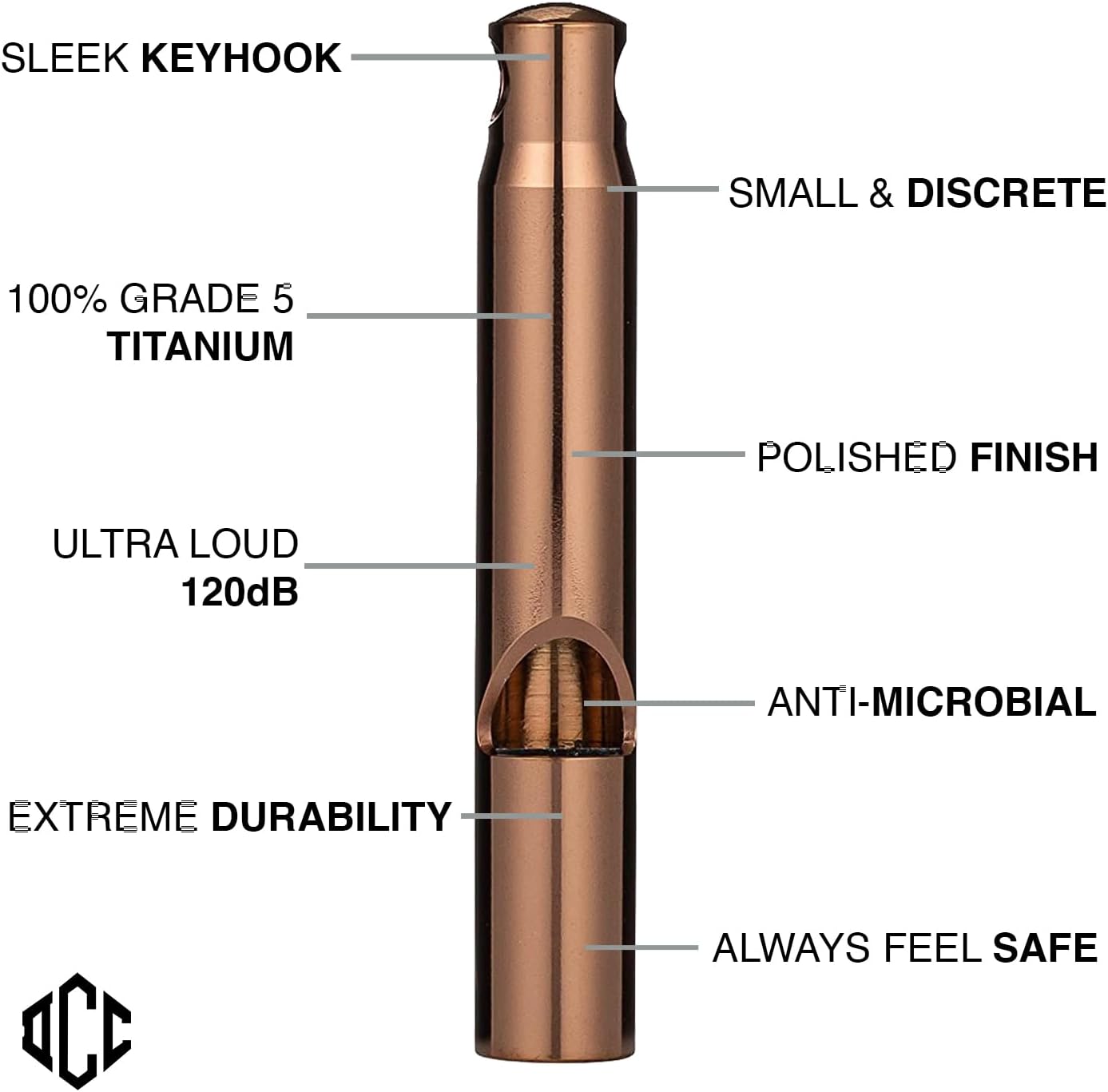 DAILYCARRYCO. TiWhistle - Titanium Emergency Whistle (Rose Gold)
