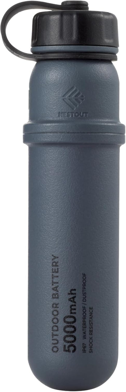 NESTOUT Portable Charger, 5000mAh Outdoor Battery Power Bank, 15W USB-C Fast Charging, Waterproof IP67, Durable Shockproof, Battery Pack for Phone Tablet Hiking Travel Camping (Gray Blue, 5000mAh)