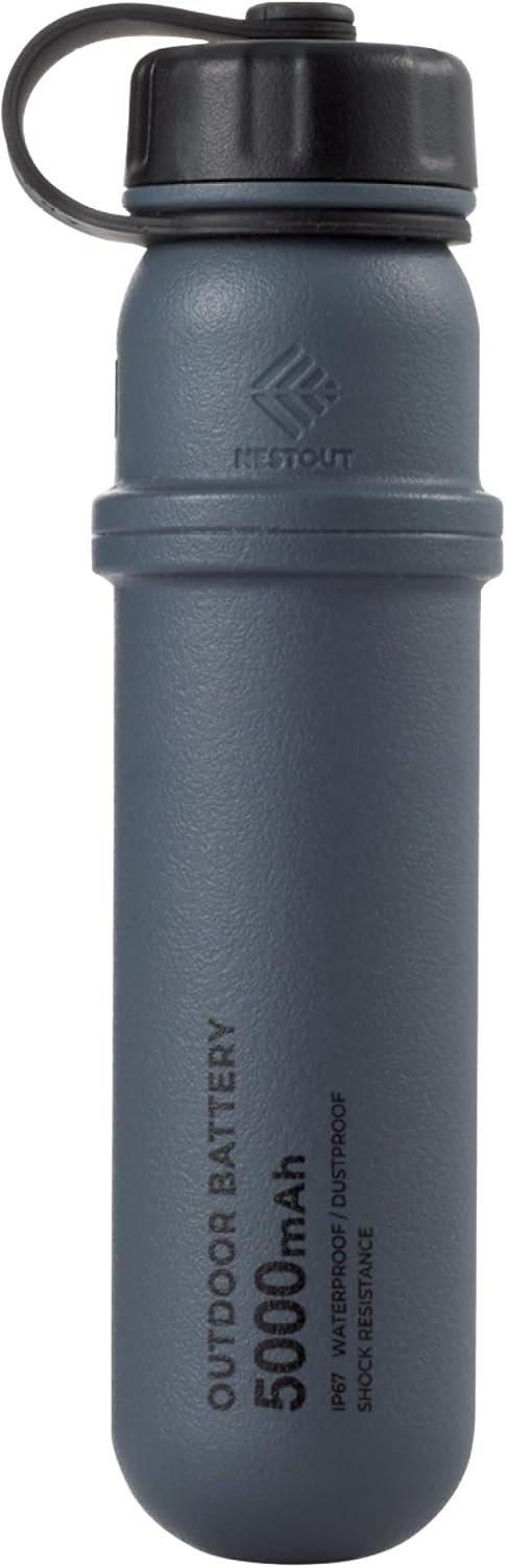 NESTOUT Portable Charger, 5000mAh Outdoor Battery Power Bank, 15W USB-C Fast Charging, Waterproof IP67, Durable Shockproof, Battery Pack for Phone Tablet Hiking Travel Camping (Gray Blue, 5000mAh)