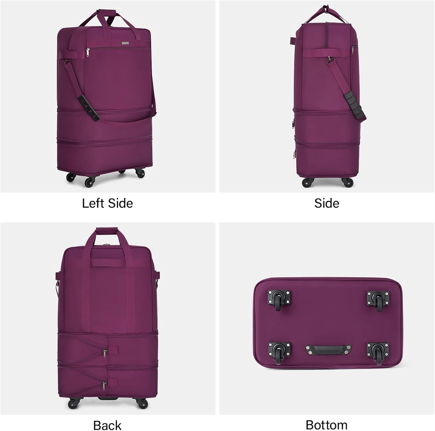 Hanke Suitcases with Wheels Expandable Foldable Luggage Bag Suitcase Collapsible Rolling Travel Bag Duffel Bag for Men Women Lightweight Suitcases without Telescoping Handle, Purple