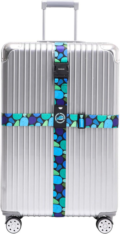 Travelkin Luggage Straps TSA Approved - Adjustable Cross Suitcase Straps with TSA Lock, Reinforced Buckle, Unique Pattern - Secure Heavy Duty Luggage Straps for Travel (Coral)