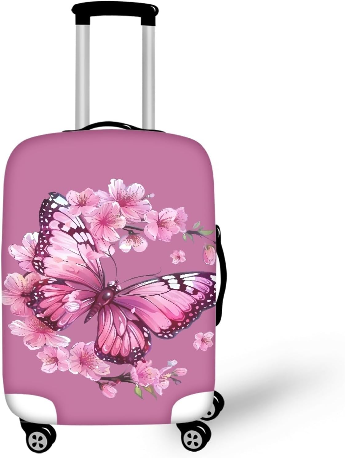 Purple Butterfly Luggage Cover Anti-scratch Baggage Suitcase Protector Fits 22-25 Inch Luggage