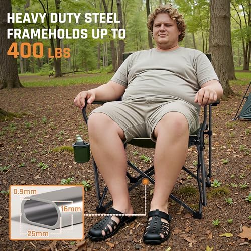 2 Pack Oversized Heavy Duty Camping Chairs for Adults 400LBS Capacity