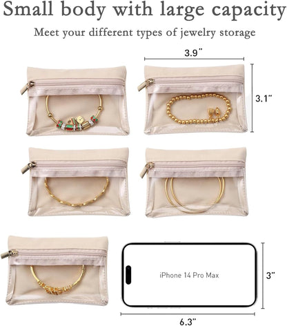 Travel Jewelry Organizer, 8 Pcs Velvet Jewelry Pouch Bag with Zipper Pocket, for Earrings, Necklace,Rings