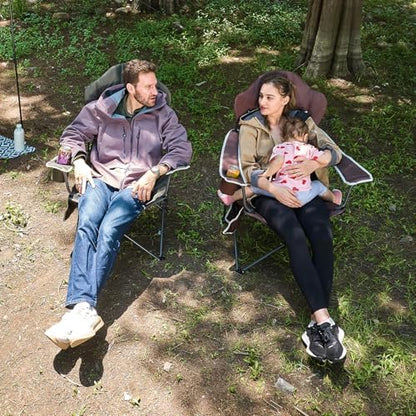 EVER ADVANCED Camping Chairs, Lawn Chairs Outdoor Sports Chairs, Folding Chair 2 Pack Camping Chairs for Adults, Supports 400lbs, Green