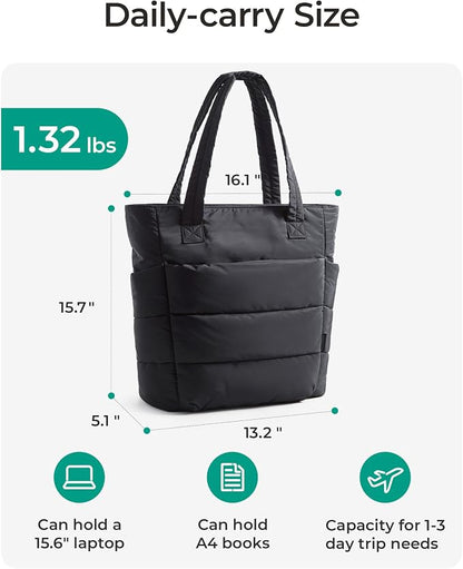BAGSMART Tote Bag for Women, Lightweight Puffy Tote Bag - Image 2