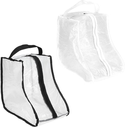 Boot Storage Bags [2PCS] - Plastic Short Boot Carry Bags Clear Shoe Bags with Handle for Travel & Daily Use - [White, Black] Waterproof & DustProof Boot Bags for Cowboy Boots