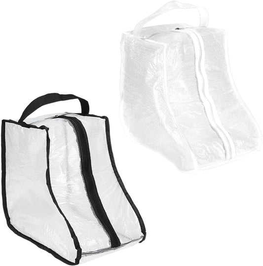 Boot Storage Bags [2PCS] - Plastic Short Boot Carry Bags Clear Shoe Bags with Handle for Travel & Daily Use - [White, Black] Waterproof & DustProof Boot Bags for Cowboy Boots