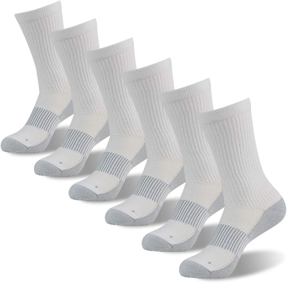 FOOTPLUS Hiking Copper Compression Socks,Unisex Cushioned Sole Arch Support Athletic Crew Running Socks