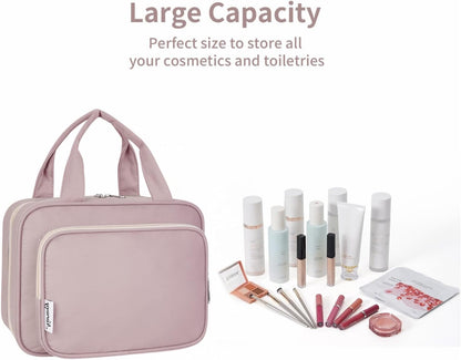 Narwey Hanging Toiletry Bag for Women Travel Makeup Bag Organizer Toiletries Bag for Travel Size Essentials Accessories Cosmetics (Dusty Rose (Medium))