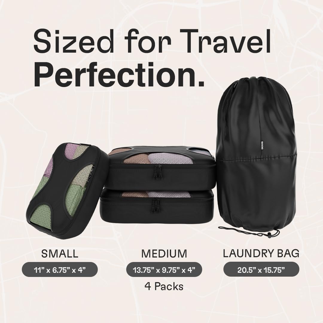 Shacke 6 Set Packing Cubes for Travel - Compression Packing Bags/Travel Organizer - Luggage Organizer Bags for Traveling - Travel Essentials for Women - Cruise Must Haves Packing List
