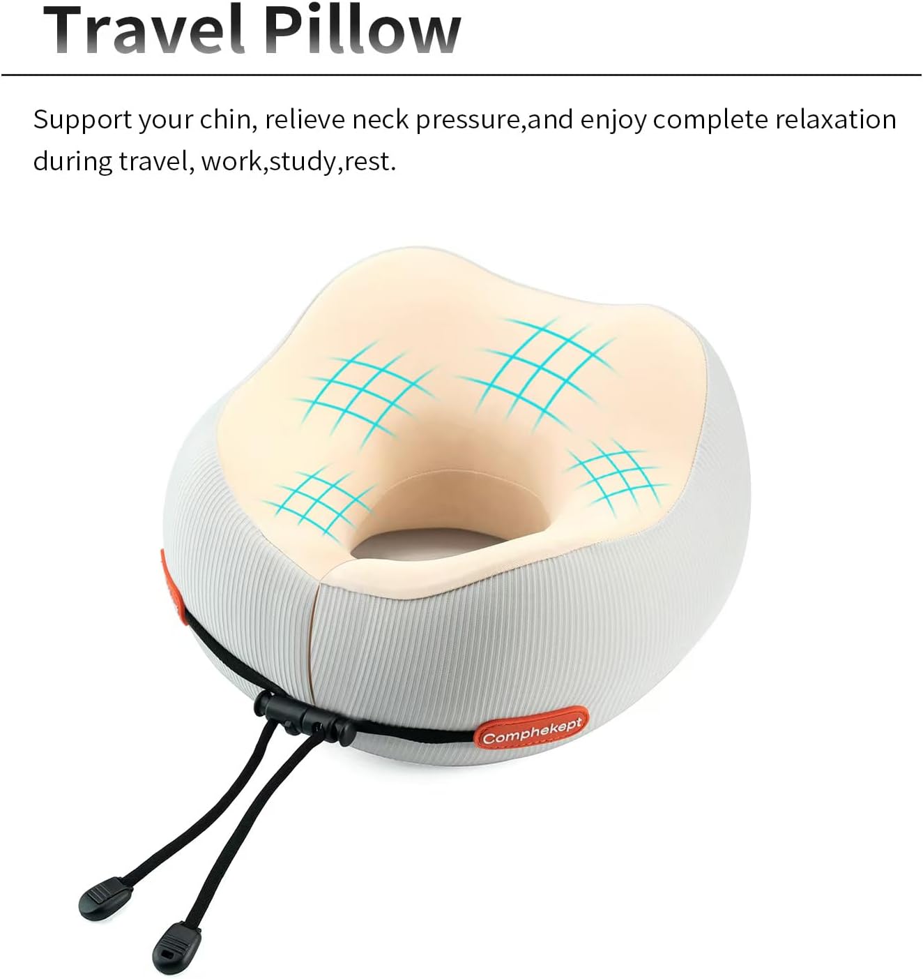 Thickened Travel Neck Pillow for Airplanes for Women, Adjustable Right Amount of Height 360° Support Memory Foam Neck Pillow, Portable Plane Pillow for Sleeping