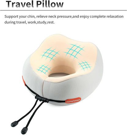 Thickened Travel Neck Pillow for Airplanes for Women, Adjustable Right Amount of Height 360° Support Memory Foam Neck Pillow, Portable Plane Pillow for Sleeping