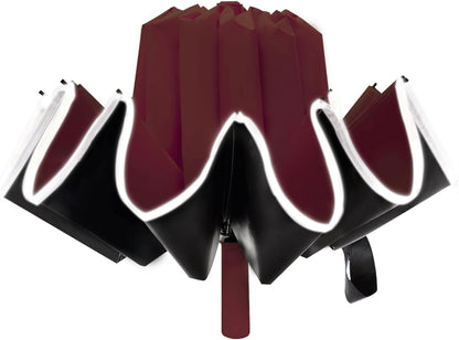 Large Double-Ribs Umbrella Automatic Folding Umbrella for Women Men, Travel, UPF 50+ UV Protection