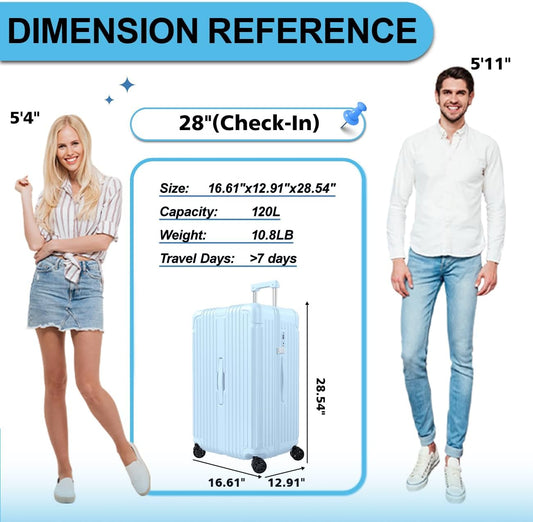 Krute Luggage 28 Inch Suitcase with Wheels PC+ABS Large Hardside Suitcases TSA Lock Checked Luggage