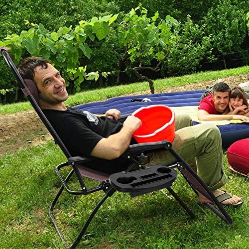 Homall Zero Gravity Patio Folding Lawn Chairs Outdoor Gravity Camp Reclining Lounge Chair with Pillows for Poolside Backyard and Beach Set of 2 (Brown)