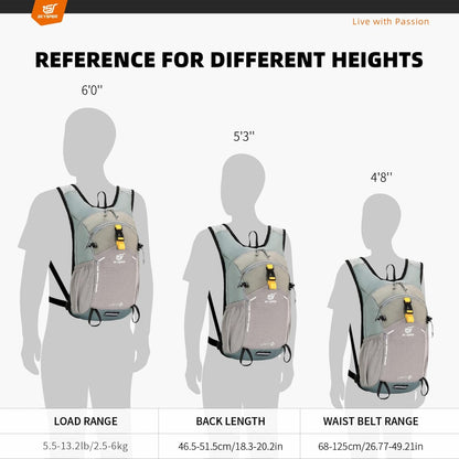 SKYSPER Small Hiking Backpack - 15L Travel Daypack Lightweight Bag Water Resistant Hiking Backpacks for Women Men