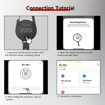 Keychain, Key Finder Works with Apple Find My, llaveros para Hombres,Carabiner Car Key Chains with GPS Tracker, Anti-Lost Keyring Finder Locator, Minimalist Key Holder for Men (iOS Only),Black