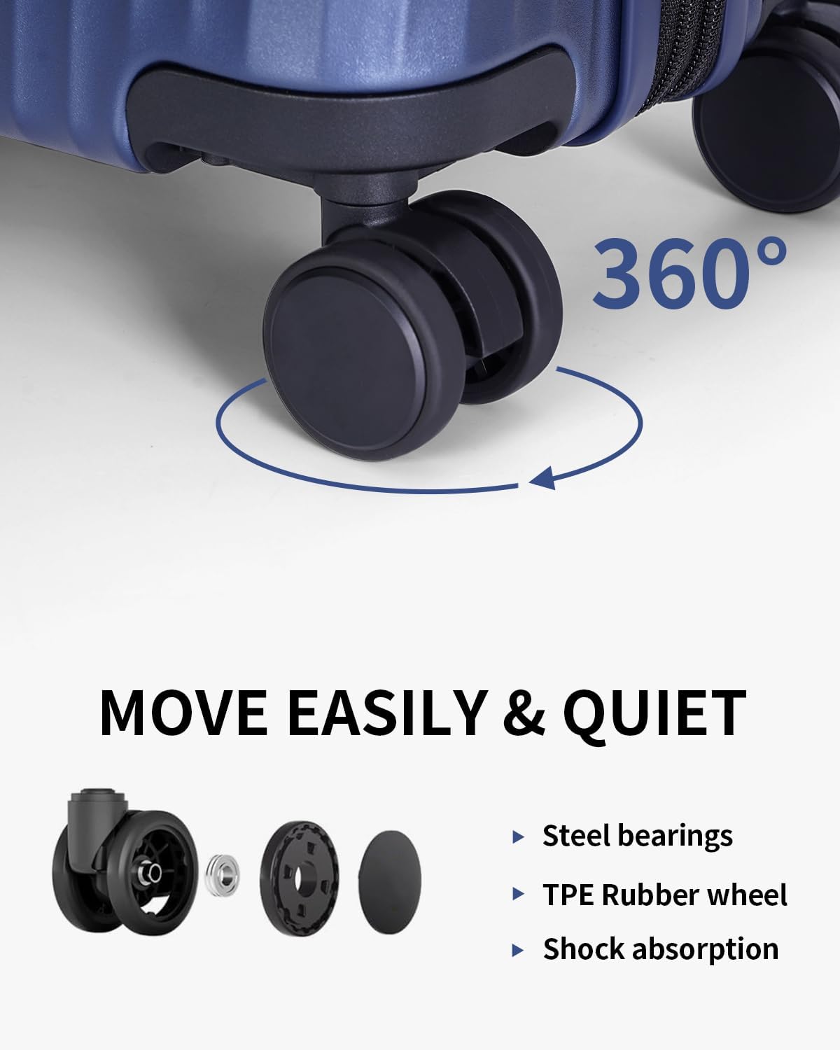 ECOHUB Hardside Expandable Carry On Luggage Sets, Recycled PC 20/24" Rolling Luggage Airline Approved with Spinner Wheels & TSA Lock, Lightweight Hardshell Travel Suitcase, 20+24 inch Carry-on Blue