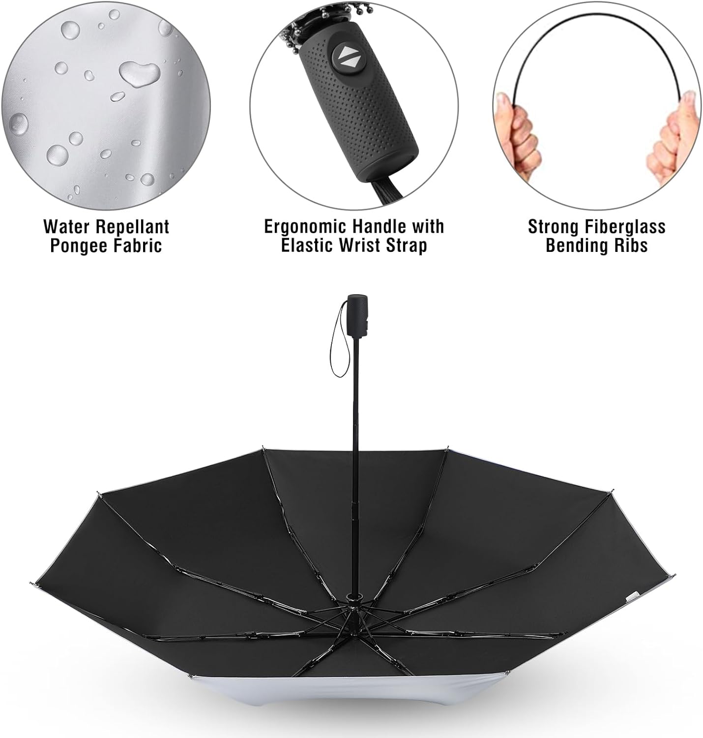 G4Free UPF 50+ UV Protection Large Travel Umbrella 42/46 Inch Auto Open Close Windproof Sun Blocking Umbrella