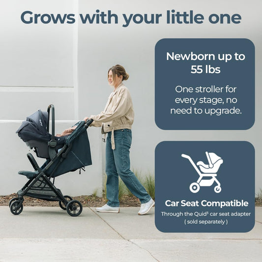 Inglesina Quid³ Stroller, Astral Blue - Compact Reclining Travel Stroller for Baby & Toddler 0-55 lbs, One Hand fold, Car seat Compatible, Airplane Overhead, Lightweight, Foldable, XL UPF 50+ Canopy