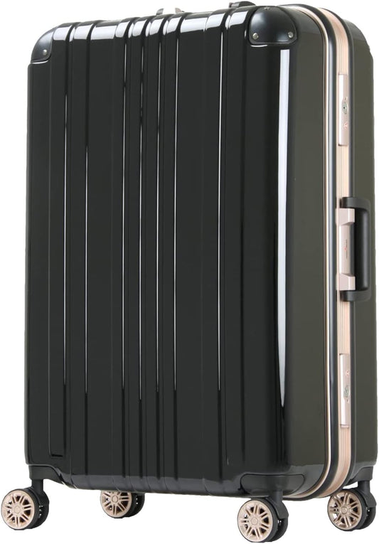 LEGEND WALKER Aluminum Frame Hardside Luggage, Checked-medium Suitcase with TSA Lock + Double-wheeled Spinners, Stand with hook, 28 inch, Black, 5122-62-BK