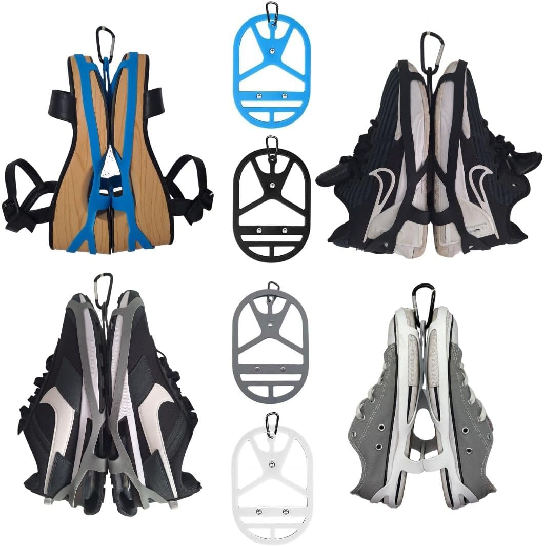 Shoe Holster For Backpack with Clip Hanger. Footwear Holder with Clip for Sneakers, Cleats, Bowling, Soccer, Basket, Football. For Travel, Outdoors, Sports & Space Saving