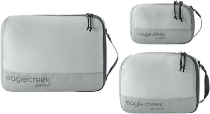 Eagle Creek Pack-It Reveal Cube Set - Packing Cubes for Compartmentalizing Luggage - Durable - Ultra-Lightweight - Water-Resistant - Easy Grab Zipper Pull - Mesh Windows - Storm Grey - XS/S/M