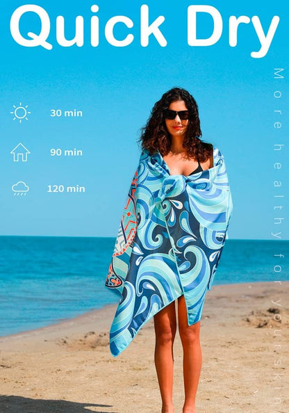 4 Pack Microfiber Lightweight Beach Towel Sand Free Quick Dry Absorbent Thin Compact Towels for Swimming Pool Camping Beach Accessories Large Easy Pack Travel Things for Vacation Essentials Gift