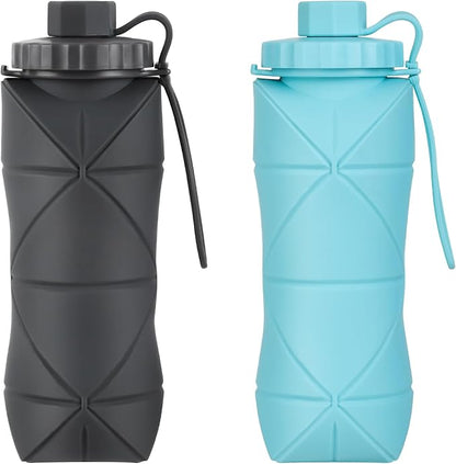 YCT Collapsible Silicone Travel Water Bottle 20oz, Reuseable Leakproof BPA Free by YCT