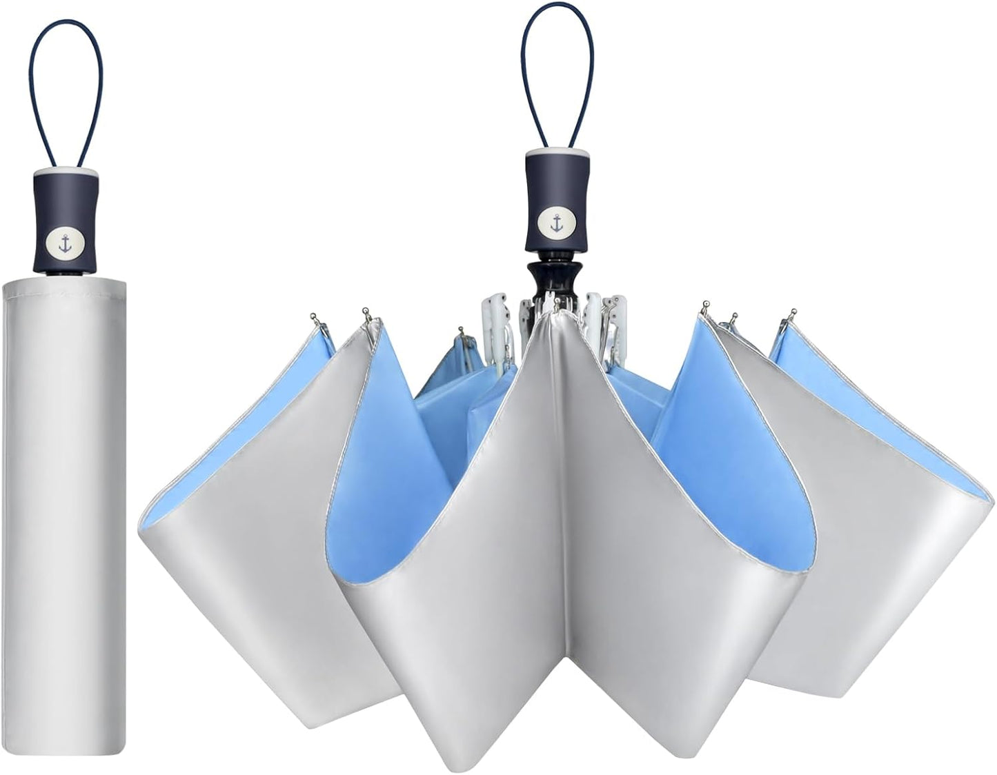 Cuby UV Sun Umbrella Compact Folding Umbrella lightweight Portable Manual Travel Umbrella for Rainproof & 99% UV Protection with Black Anti-UV Coating